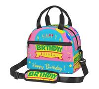 WBQLSL Borsa termica per il pranzo con motivo a palloncini Happy Birthday può ospitare facilmente più scatole per il pranzo