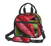 WBQLSL Borsa termica per il pranzo con motivo foglie dopo la pioggia, può ospitare facilmente più scatole per il pranzo