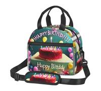 WBQLSL Borsa termica per il pranzo con scritta "Happy Birthday", può ospitare facilmente più scatole per il pranzo