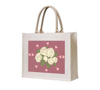 WBQLSL Borsa tote in tela stampata con rosa bianca dell'amore La borsa da spiaggia può essere utilizzata per riporre oggetti, picnic, spiaggia, piscina e altre scene.