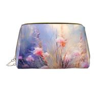 WBQLSL Botanical Illustration Garden Borsa per il trucco in pelle, borsa portatile di grande capacità, borsa da viaggio a mano con tasca per il trucco, bianca, taglia unica