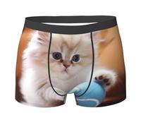 WBQLSL Boxer con stampa di gatto persiano che gioca con una palla, comodi da indossare tutti i giorni e a casa, Nero , M