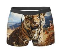 WBQLSL Boxer con stampa leopardo in cerca di prede - Comodo da indossare tutti i giorni e a casa -, Nero , XXL