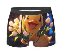 WBQLSL Boxer da uomo con motivo a fiori con anatroccolo - ad asciugatura rapida, traspirante e comodo da indossare tutti i giorni -, Nero , XL