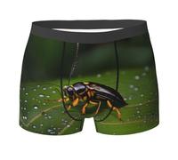 WBQLSL Boxer da uomo con motivo insetti sulle foglie, ad asciugatura rapida, traspirante e comodo da indossare tutti i giorni, Nero , S