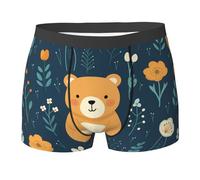 WBQLSL Boxer da uomo con motivo orso carino, ad asciugatura rapida, traspirante e comodo da indossare tutti i giorni, Nero , L