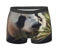 WBQLSL Boxer da uomo con stampa in bambù con panda che mangia, ad asciugatura rapida, traspiranti e comodi da indossare tutti i giorni, nero, Small