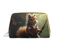WBQLSL Brave Squirrel - Borsa per il trucco in pelle, portatile, di grande capacità, da viaggio, con tasca, colore bianco, taglia unica