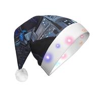 WBQLSL Cabin of the Future - Cappello da Babbo Natale con luce LED, unisex, per Natale, capodanno, adulto, in peluche, regalo per feste di Natale