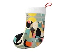 WBQLSL Calzini decorativi a forma di gatto di arte moderna della metà del secolo extra large (45 x 28 cm) riempiti con caramelle, piccoli giocattoli e regali a sorpresa
