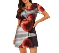 WBQLSL Camicia da notte a maniche corte con stampa con motivo fruttato, ideale per abbigliamento da casa rilassato da donna, Nero , M