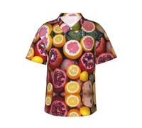 WBQLSL Camicia hawaiana a maniche corte con stampa con immagine di frutta, camicia casual da uomo per vacanze al mare e feste estive in piscina, Nero , L-4XL