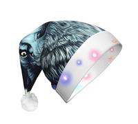 WBQLSL Cappello con lupo sotto la luna stampato con luci a LED, adatto per adulti e bambini, accessori per feste di Natale