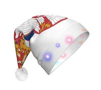 WBQLSL Cappello da Babbo Natale con bandiera della Serbia con luce LED, unisex, per Natale, capodanno, adulto, peluche, regalo per feste di Natale