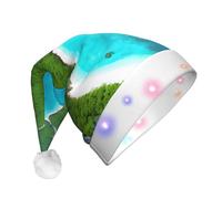 WBQLSL Cappello da Babbo Natale con luce a LED a forma di isola nell'oceano, unisex, per Natale, capodanno, adulto, regalo di peluche per Capodanno, festa di Natale