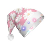 WBQLSL Cappello da Babbo Natale con luce a LED, motivo camelia, unisex, per Natale, capodanno, adulto, regalo per feste di Natale
