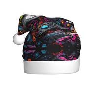 WBQLSL Cappello da Babbo Natale stampato con gatto punk, cappello decorativo per feste di Capodanno, spettacoli teatrali, scenografia suggestiva