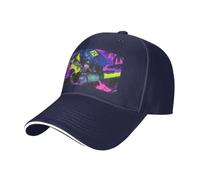 WBQLSL Cappello da baseball con stampa lupo neon con tesa curva - Cappello da sole unisex per escursioni all'aperto e sport, blu navy, L