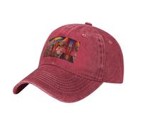 WBQLSL Cappello da cowboy con stampa di paesaggi cittadini, regolabile, adatto per escursioni, viaggi e varie occasioni., Rosso, Taglia unica