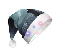 WBQLSL Cappello da festa con ombrello nero sotto la pioggia stampato con luci LED, adatto per adulti e bambini, accessori per feste di Natale