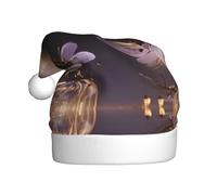 WBQLSL Cappello di Babbo Natale stampato con animali di cristallo, decorazione per atmosfera per feste di Natale, feste di Capodanno