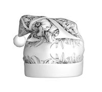 WBQLSL Cappello di Babbo Natale stampato con fiori e lettere, decorazione per feste di Natale/Capodanno, cappello da spettacolo teatrale