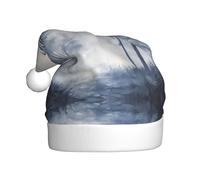 WBQLSL Cappello di Babbo Natale stampato con foresta nella nebbia, decorazione per feste di Natale, festa di Capodanno, accessorio interattivo