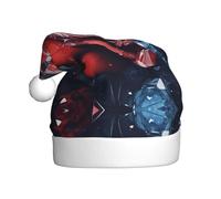 WBQLSL Cappello di Babbo Natale stampato con rosa rossa in cristallo, decorazione per feste di Natale/Capodanno, cappello per spettacoli teatrali