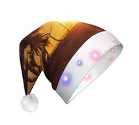 WBQLSL Cappello di Natale illuminato a tre stadi con palma da cocco, unisex, per Capodanno, cappello di Natale illuminato a LED, regalo di peluche per Capodanno e Natale