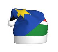WBQLSL Cappello di peluche unisex alto 40 cm, cappello di Babbo Natale per feste di Capodanno, cappello di Babbo Natale universale per adulti bandiera del Sud Sudan