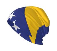 WBQLSL Cappello in maglia senza tesa con stampa bandiera della Bosnia ed Erzegovina: cappello caldo per casa, pendolarismo, viaggi e sci, nero