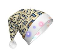 WBQLSL Cappello natalizio illuminato a tre stadi con mappa del tesoro labirinto, unisex, per Capodanno, cappello di Natale illuminato a LED, regalo di peluche per Capodanno, Natale