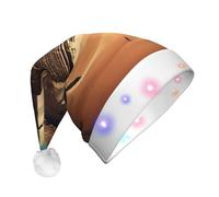 WBQLSL Cappello unisex per Natale, capodanno, adulto, regalo per Capodanno, festa di Natale, sognando le piramidi di Cheope, cappello di Babbo Natale in peluche con luce LED