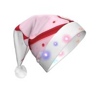WBQLSL Cappello unisex per Natale, capodanno, adulto, regalo per Capodanno, Natale, piccolo cuore rosso, cappello di Babbo Natale con luce LED