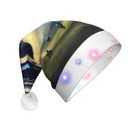 WBQLSL Cappello unisex per Natale, Capodanno, per adulti, regalo per Capodanno, festa di Natale, atterraggio UFO in peluche, con luce LED