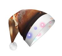 WBQLSL Cappello unisex per Natale, Capodanno, per adulti, regalo per Capodanno, Natale, pane, cappello di Babbo Natale con luce LED