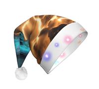 WBQLSL Cappello unisex per Natale, Capodanno, regalo per festa di Natale, capodanno, festa di Natale, View under the moon, cappello di Babbo Natale in peluche con luce LED