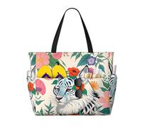 WBQLSL Carino bianco tigre modello spiaggia borsa da viaggio per palestra/piscina/supermercato shopping/breve viaggio