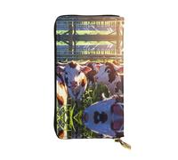 WBQLSL Carino Cow Pochette lunga in pelle con portamonete con cerniera e 12 scomparti per carte di credito, portafoglio per contanti da viaggio leggero