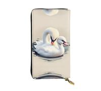 WBQLSL Carino piccolo cigno Pochette lunga in pelle con portamonete con cerniera e 12 scomparti per carte di credito, portafoglio per contanti da viaggio leggero