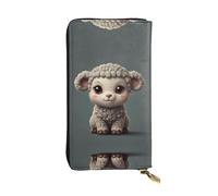 WBQLSL Cartone animato agnello Elegante portafoglio in pelle, 19 x 10,5 cm lungo portamonete con cerniera, comodo portafoglio per contanti da viaggio