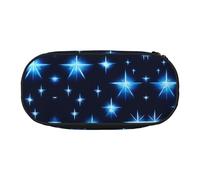 WBQLSL Cartone animato blu stella stampata cancelleria Storage Bag - multi-griglia stratificato matita caso portatile studente matita sacchetto