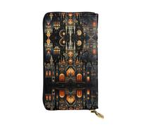 WBQLSL Castle at night Elegante portafoglio in pelle, 19 x 10,5 cm lungo portamonete con cerniera, comodo portafoglio per contanti da viaggio