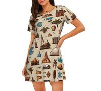 WBQLSL Castle Comics - Camicia da notte a maniche corte con stampa, ideale per la casa rilassata da donna, Nero , L