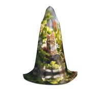 WBQLSL Cat in the Garden - Mantello con cappuccio con stampa L, per cosplay, feste di Halloween, S/M/L