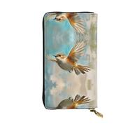 WBQLSL Chubby Little Bird Flying Pochette lunga in pelle con portamonete con cerniera e 12 scomparti per carte di credito, portafoglio per contanti da viaggio leggero