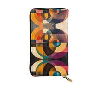 WBQLSL Circle Square Harmony Pochette lunga in pelle con portamonete con cerniera e 12 scomparti per carte di credito, portafoglio per contanti da viaggio leggero