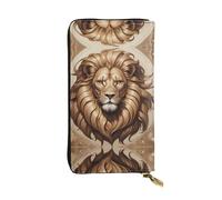 WBQLSL Classica testa di leone Pochette lunga in pelle con portamonete con cerniera e 12 scomparti per carte di credito, portafoglio per contanti da viaggio leggero