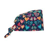 WBQLSL Colorful Love Picture Printing Work Cap - Copertura all-in-one per cucina, esercizio quotidiano e doccia. Nero