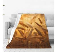 WBQLSL Coperta in flanella ultra morbida con stampa di orecchie di grano, adatta per letti matrimoniali, divani, campeggio, e come regalo, (203,2 x 152,4 cm)